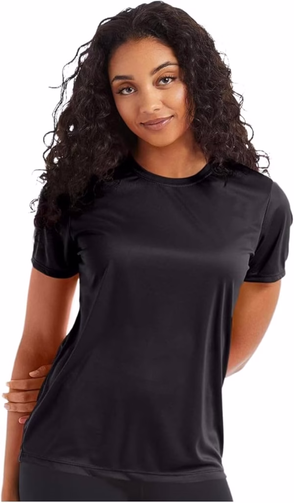 Camiseta deportiva Cool DRI Performance para mujer, manga corta, absorbe la humedad, UPF 40+