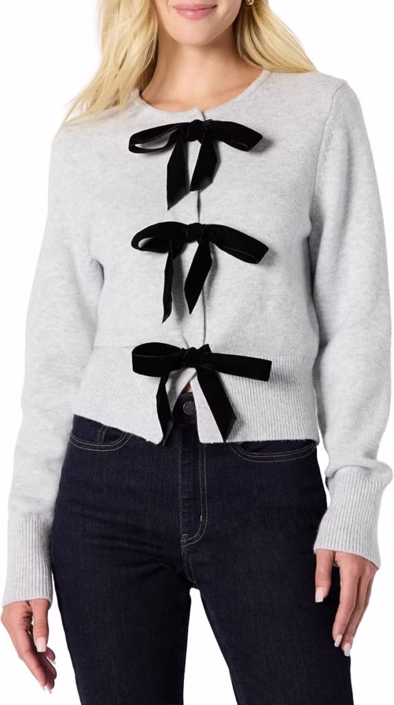 Cárdigan de manga larga con lazo frontal para mujer