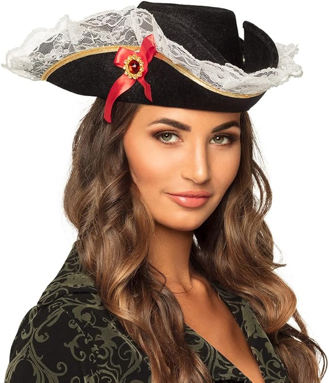 Boland- Sombrero pirata Stacey para adultos, Color negro, talla única (81928) , color/modelo surtido