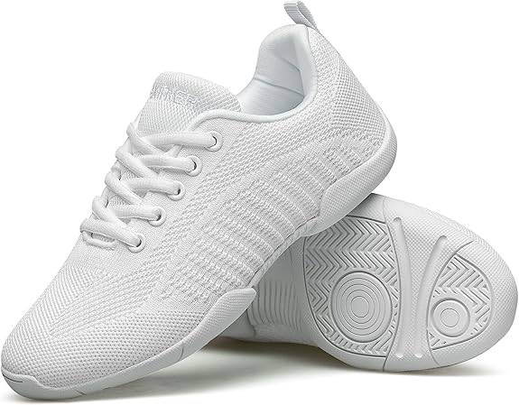 BAXINIER - Zapatos de porrista de color blanco para niñas, ligeros, transpirables, flexibles, para acrobacias, bailar, tenis para entrenar, caminar, para competición de animación juvenil