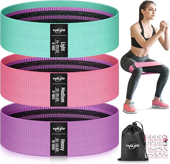WALITO Bandas de Resistencia para Entrenamiento, Bandas de Ejercicio de Tela para Piernas y Glúteos, Bandas de Entrenamiento para Mujeres y Hombres, Banda de Glúteos para Set de Inicio de Yoga