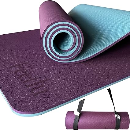 Feetlu - Tapete de yoga para ejercicios extra grueso con correa - 2/5 pulgadas (10 mm), tapete antideslizante para entrenamiento de yoga, pilates y ejercicios en el piso