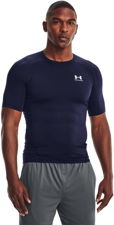 Under Armour HeatGear - Camiseta de compresión de manga corta para hombre, azul marino
